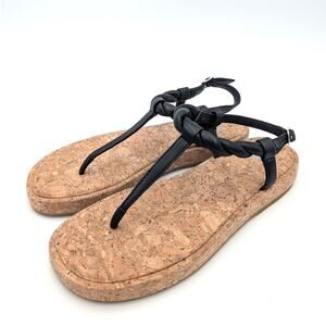 Paige Dawn Twisted Strap Women's Sandal in Black Leather Slingback Size US7 EU38